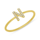 0.05ct 14k Yellow Gold Diamond Lady's Ring - Letter N